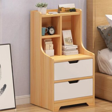 VELADOR VINTAGE MODERNO MINA 2 CAJONES DUNA/BLANCO RYR MUEBLES