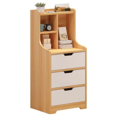 VELADOR VINTAGE MODERNO MONIQ 3 CAJONES DUNA/BLANCO RYR MUEBLES