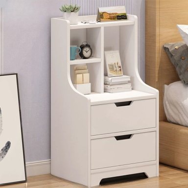 VELADOR VINTAGE MODERNO MINA 2 CAJONES BLANCO RYR MUEBLES