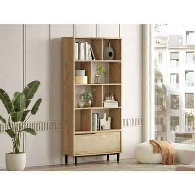 ESTANTE MODENOR TSUNAGU ROBLE CON RATAN RYR MUEBLES