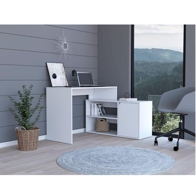 ESCRITORIO EN L 1 PUERTA ZULLEY BLANCO RYR MUEBLES