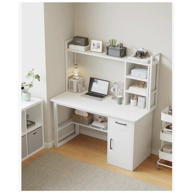 ESCRITORIO CON ESTANTES MODERNO GIN BLANCO RYR MUEBLES