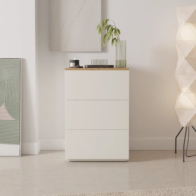CÓMODA PEQUEÑA OLY 3 CAJONES BLANCO/DUNA RYR MUEBLES
