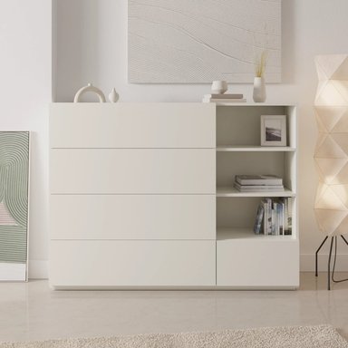 CÓMODA MODERNA BIANCA 5 CAJONES BLANCO RYR MUEBLES