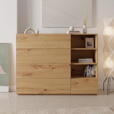 CÓMODA MODERNA BIANCA 5 CAJONES DUNA RYR MUEBLES