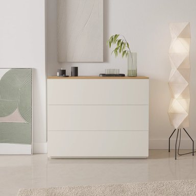 CÓMODA MODERNA SOPHIA 3 CAJONES BLANCO/DUNA RYR MUEBLES