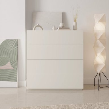 CÓMODA MODERNA SOPHIA 4 CAJONES BLANCO RYR MUEBLES