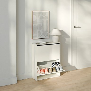 ZAPATERA CON CORTE PARA ZÓCALO MASIEL 2 PUERTAS BLANCO RYR MUEBLES