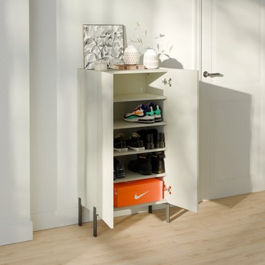 ZAPATERA MODERNA TAYSON 2 PUERTAS GRIS RYR MUEBLES