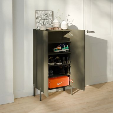 ZAPATERA MODERNA TAYSON 2 PUERTAS NEGRO RYR MUEBLES