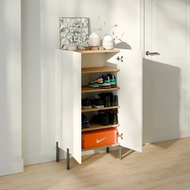 ZAPATERA MODERNA TAYSON 2 PUERTAS BLANCO/DUNA RYR MUEBLES