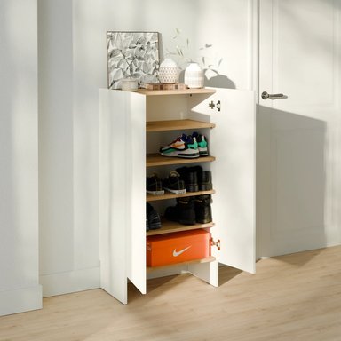 ZAPATERA CON CORTE PARA ZÓCALO MÍA 2 PUERTAS BLANCO/DUNA RYR MUEBLES