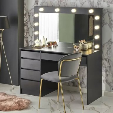 TOCADOR MODERNO CON ESPEJO Y LUZ LED TATIANA NEGRO RYR MUEBLES