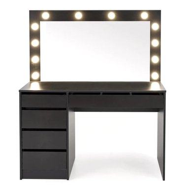 TOCADOR MODERNO CON ESPEJO Y LUZ LED TATIANA NEGRO RYR MUEBLES - 3