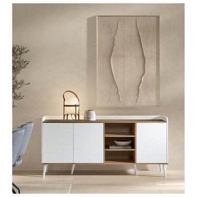 APARADOR NÓRDICO JARACHI 3 PUERTAS BLANCO Y PANELA RYR MUEBLES