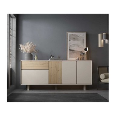 APARADOR NÓRDICO SHIZUKA 3 PUERTAS PANELA Y BLANCO RYR MUEBLES