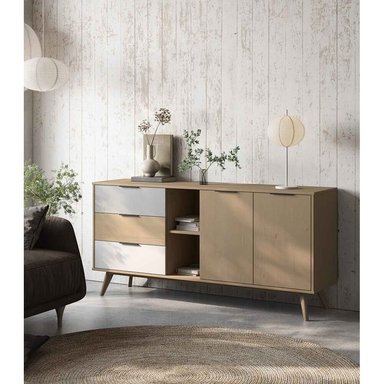 APARADOR NÓRDICO YAKOU  MARRÓN Y BLANCO RYR MUEBLES