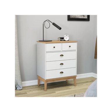 CÓMODA MODERNA PILAH 70CM 5 CAJONES MARYRÓN CLARO Y BLANCO RYR MUEBLES