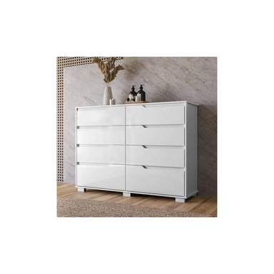 CÓMODA MODERNA MAPHEW 8 CAJONES BLANCO RYR MUEBLES