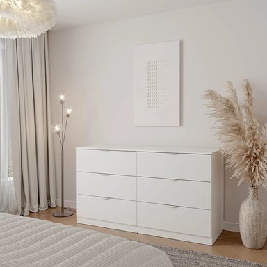 CÓMODA MODERNA GIGLY 160 CM 6 CAJONES BLANCO RYR MUEBLES