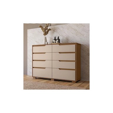 CÓMODA MODERNA MAPHEW 8 CAJONES MARYRÓN Y CAPRI RYR MUEBLES
