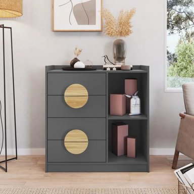 CÓMODA MODERNA ALOH 4 CAJONES PLOMO RYR MUEBLES