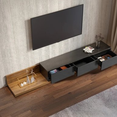 MUEBLE DE TV MODERNO 80' SHINOHA NEGRO Y MARRÓN RYR MUEBLES - 2