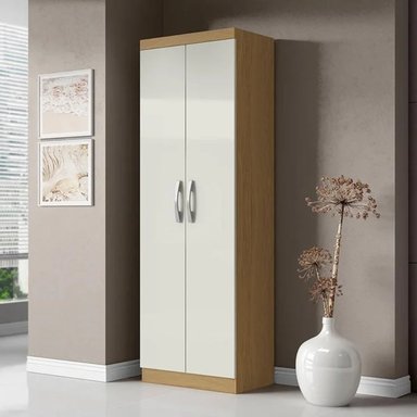 ARMARIO MULTIUSOS KEYSI MARRÓN CLARO CON BLANCO ALTO 170 CM RYR MUEBLES