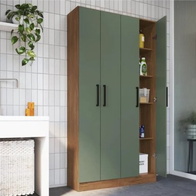 ARMARIO MULTIUSOS CAYU MARRÓN CON VERDE 4 PUERTAS RYR MUEBLES