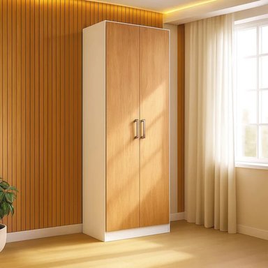 ARMARIO MULTIUSOS NATALIA MARRÓN CLARO CON BLANCO 2 PUERTAS RYR MUEBLES