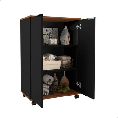 ARMARIO MULTIUSOS PARA LAVANDERÍA TOME NEGRO Y MARRÓN 2 PUERTAS RYR MUEBLES - 2