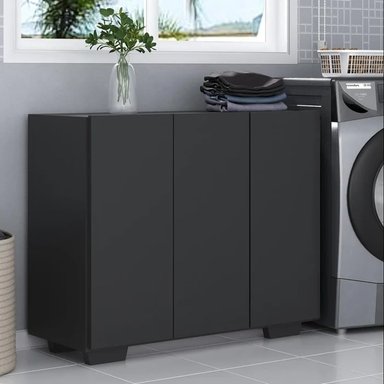 ARMARIO MULTIUSOS PARA LAVANDERÍA ATE NEGRO 3 PUERTAS RYR MUEBLES