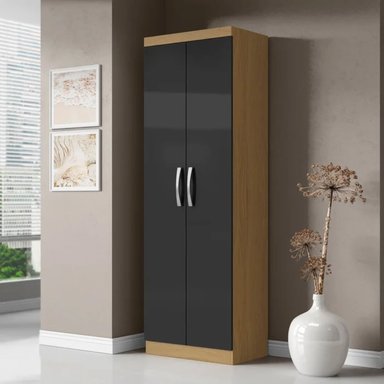 ARMARIO MULTIUSOS KEYSI MARRÓN CLARO CON NEGRO ALTO 170 CM RYR MUEBLES