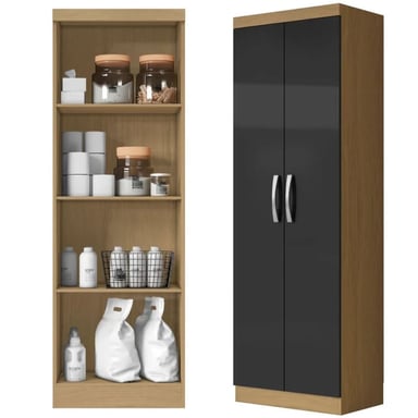 ARMARIO MULTIUSOS KEYSI MARRÓN CLARO CON NEGRO ALTO 170 CM RYR MUEBLES - 3