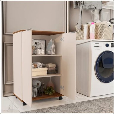 ARMARIO MULTIUSOS PARA LAVANDERÍA TOME CAPRI Y MARRÓN 2 PUERTAS RYR MUEBLES - 3