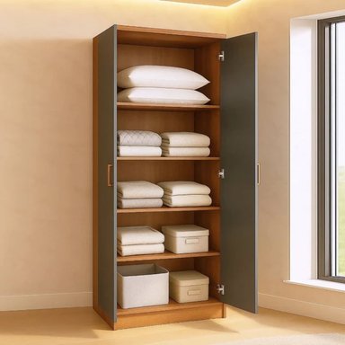 ARMARIO MULTIUSOS NATALIA MARRÓN CLARO CON NEGRO  2 PUERTAS RYR MUEBLES - 4
