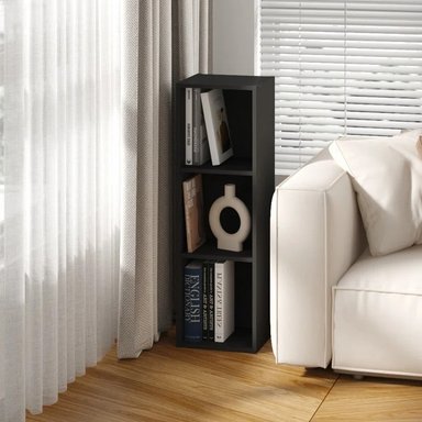 ESTANTE MODERNO KENGO NEGRO 3 ESPACIOS 25 CM RYR MUEBLES