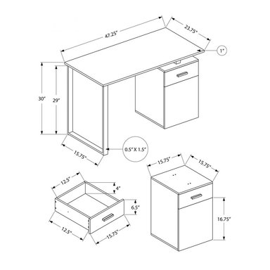 ESCRITORIO MODERNO POLO 1 CAJÓN 1 PUERTA MARRÓN RYR MUEBLES - 3