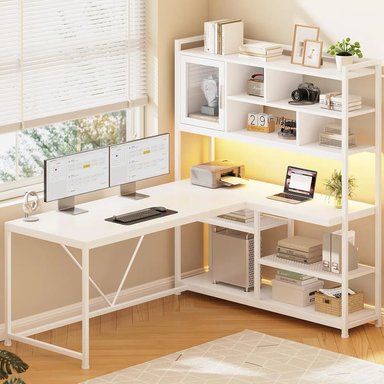 ESCRITORIO CON ESTANTE ORGANIZADOR ALICIA BLANCO RYR MUEBLES - 1