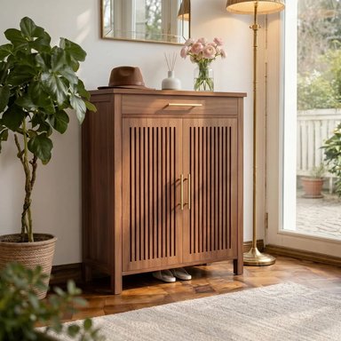 ZAPATERA MODERNA DOMENICO 2 PUERTAS 1 CAJÓN MARRÓN RYR MUEBLES - 1