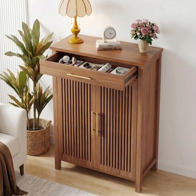 ZAPATERA MODERNA DOMENICO 2 PUERTAS 1 CAJÓN MARRÓN RYR MUEBLES - 3