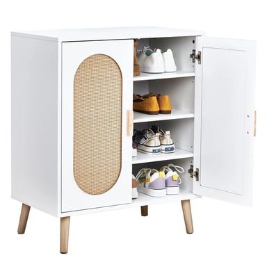 ZAPATERA NÓRDICA REBECA BLANCO 2 PUERTAS CON RATÁN RYR MUEBLES - 4