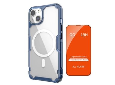 CASE IPHONE 14 PLUS NILLKIN NATURE PRO MAGNÉTICO MAGSAFE AZUL + MICA VIDRIO - 1