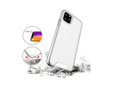 FUNDA CASE SPACE PARA IPHONE 15 PRO TRANSPARENTE + MICA DE VIDRIO 11D COMPLETO - 3