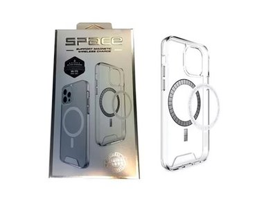 CASE SPACE MAGSAFE PARA IPHONE 15 PRO TRANSPARENTE + MICA DE VIDRIO 11D COMPLETO - 3