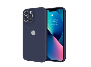 CASE IPHONE 15 PRO MAX SILICONA CON P/CÁMARA AZUL + MICA DE VIDRIO COMPLETO - 2