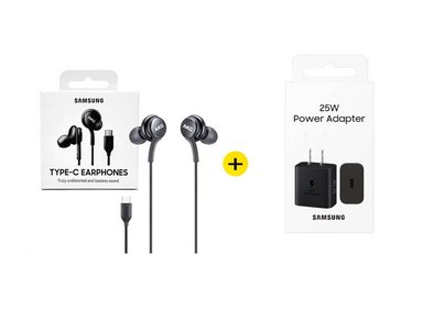 AUDIFONO AKG TIPO C Y ADAPTADOR SAMSUNG GAN 25W NEGRO - 1
