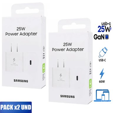 PACK X2 ADAPTADORES 25W GAN SIN CABLE BLANCO - 1