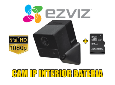 MINI CÁMARA INALÁMBRICA CON BATERIA RECARGABLE (CERO CABLES) EZVIZ + SD32GB