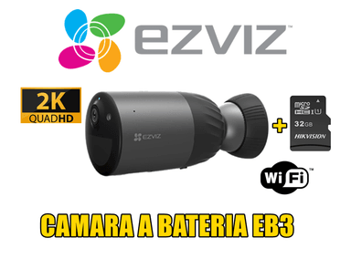 CÁMARA EZVIZ 2K INALÁMBRICA EB3 A BATERIA EXTERIOR + SD 32 GB